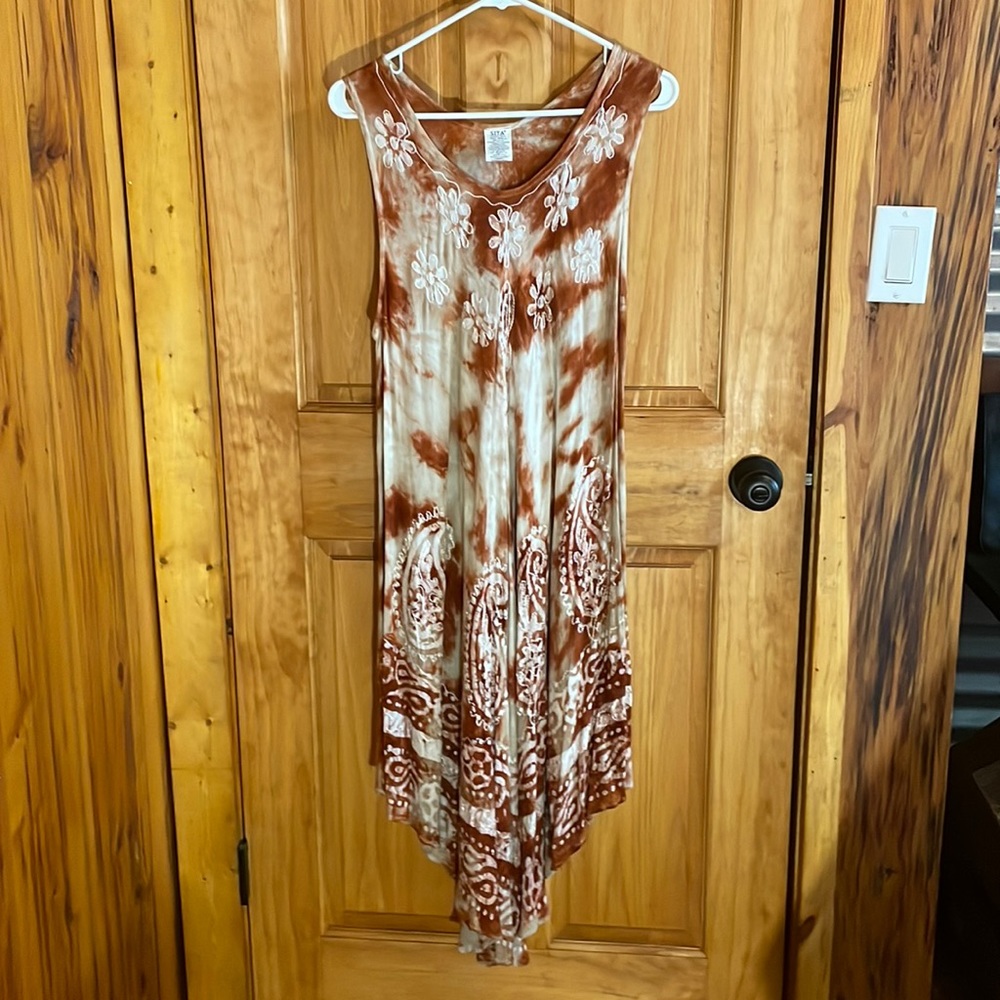Tie-dye Stitched Floral Sundress/Cover Up Dress 🏖️